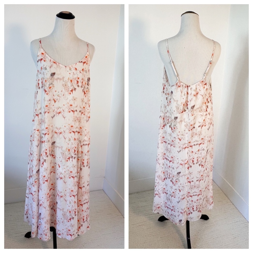 ALLSAINTS Size 4 Pink Slip Dress Watercolor Floral Fairy Coquette Wedding Guest